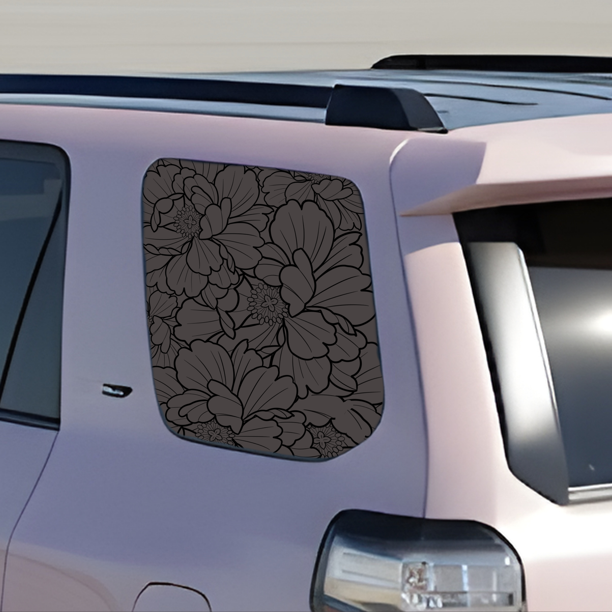 Single Peony Rear Quarter Window Decal