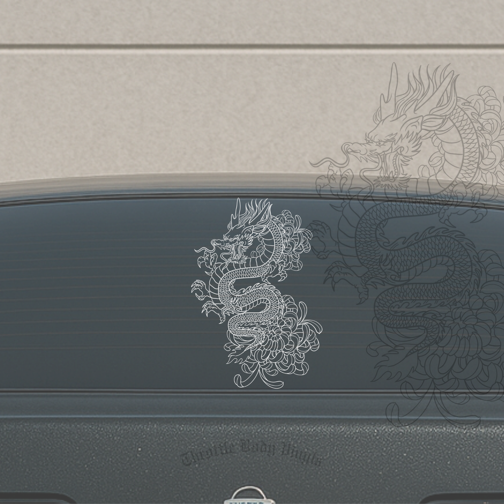 Dragon and Chrysanthemum Window Decal