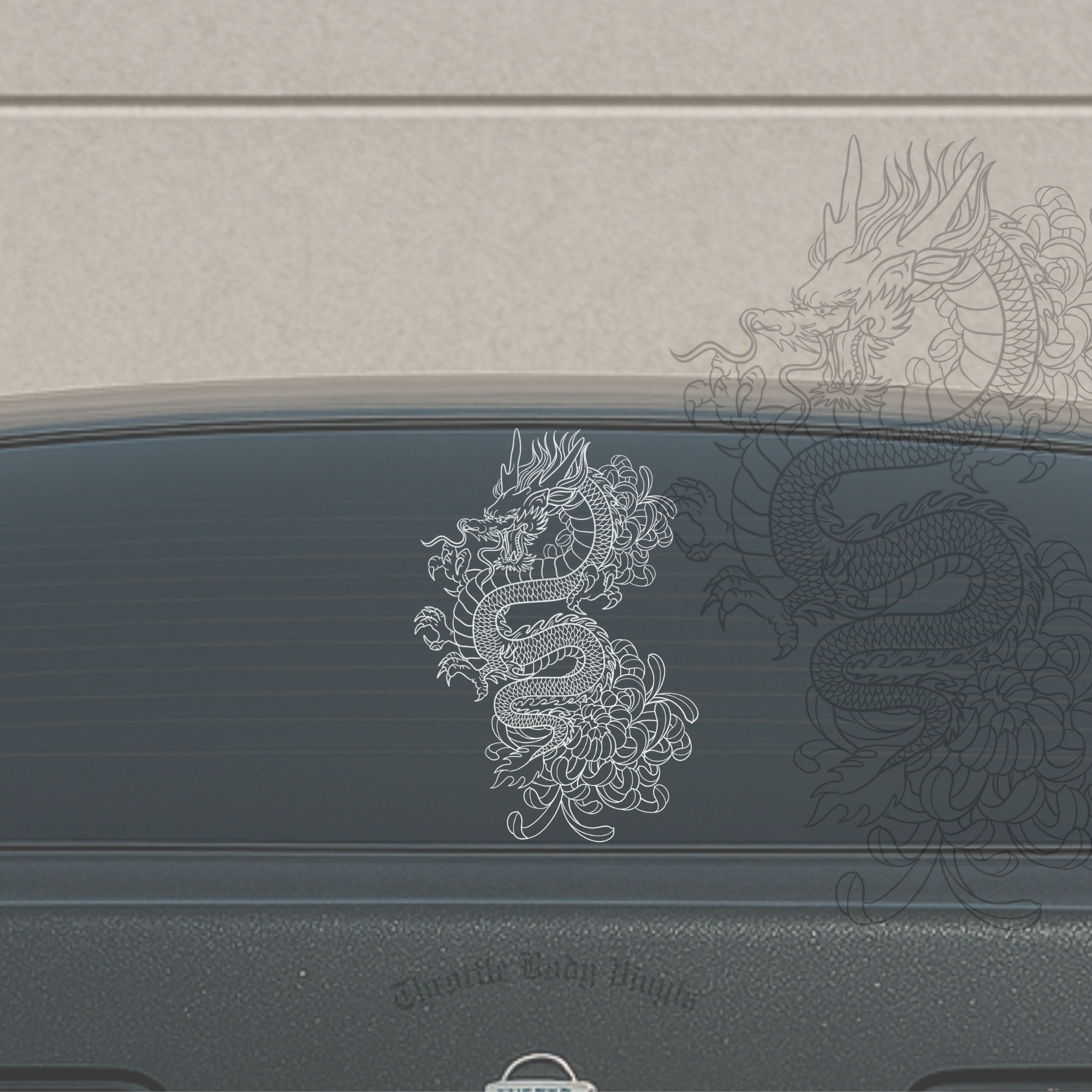 Dragon and Chrysanthemum Window Decal