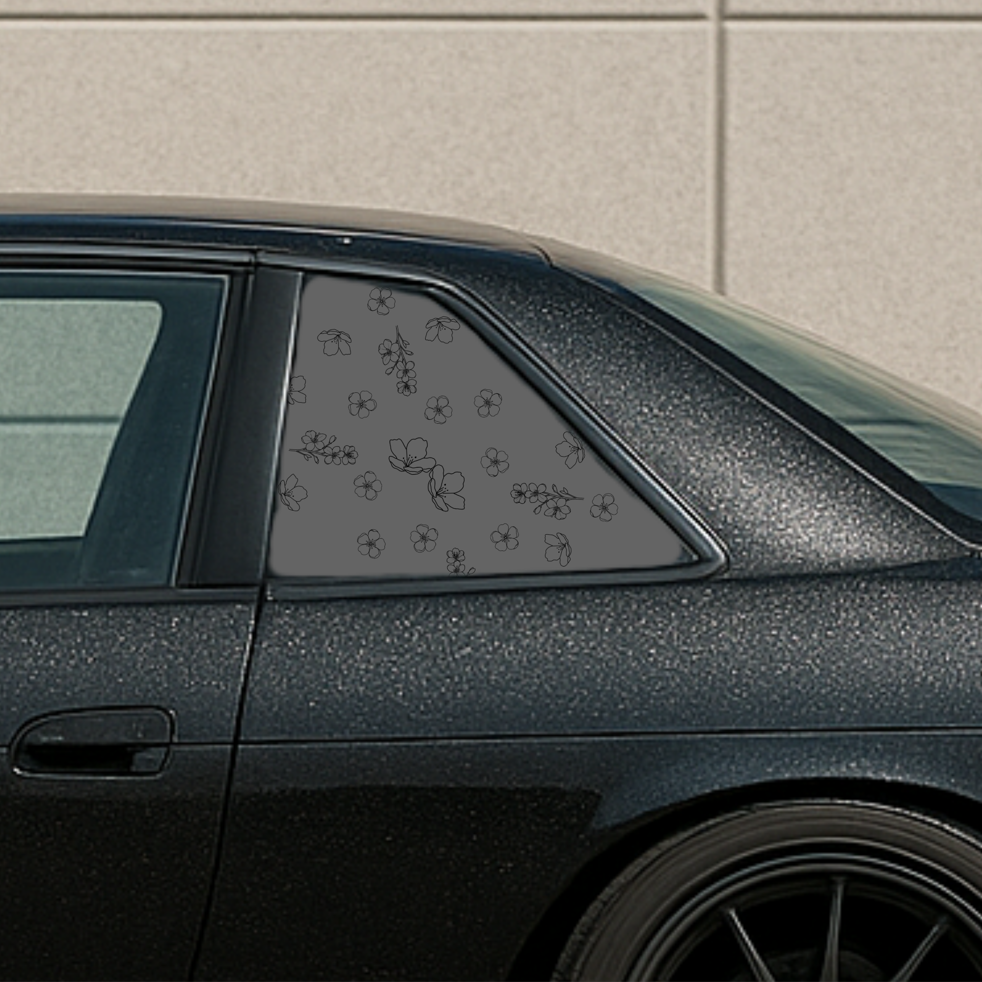 Single Sakura Doodles Rear Quarter Window Decal