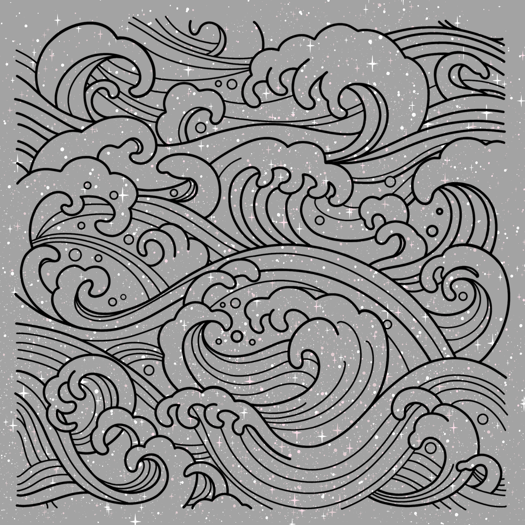 Single Japanese Waves Rear Quarter Window Decal