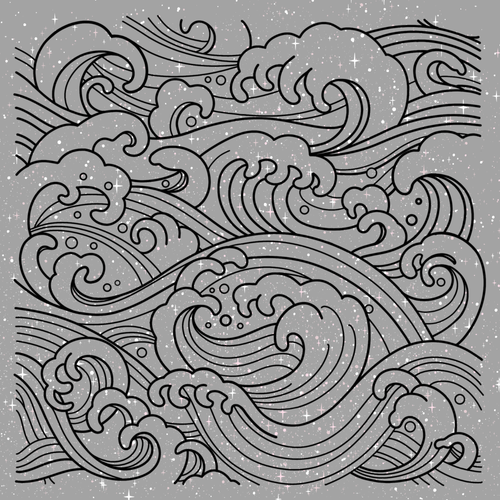 Single Japanese Waves Rear Quarter Window Decal