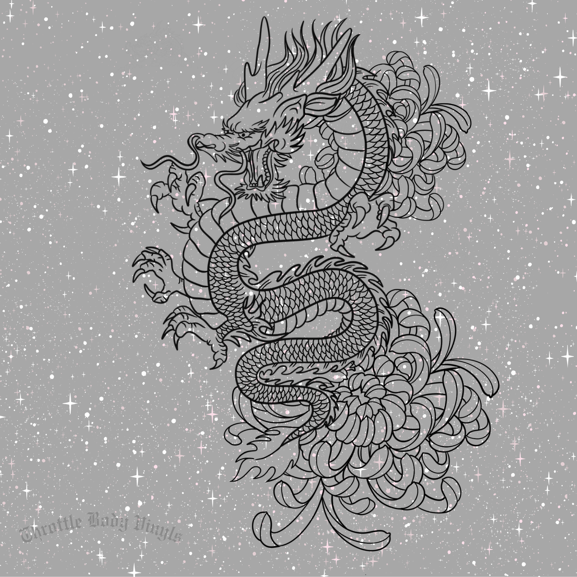 Dragon and Chrysanthemum Window Decal