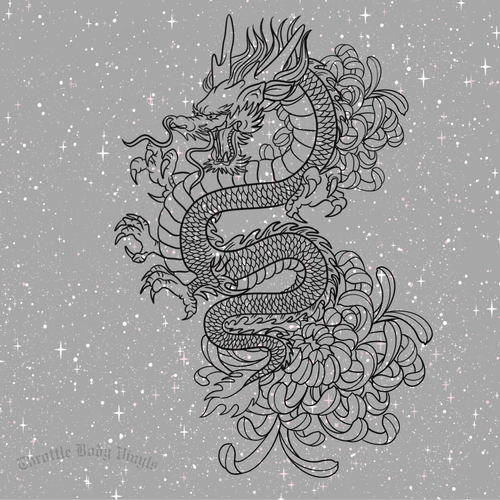 Dragon and Chrysanthemum Window Decal