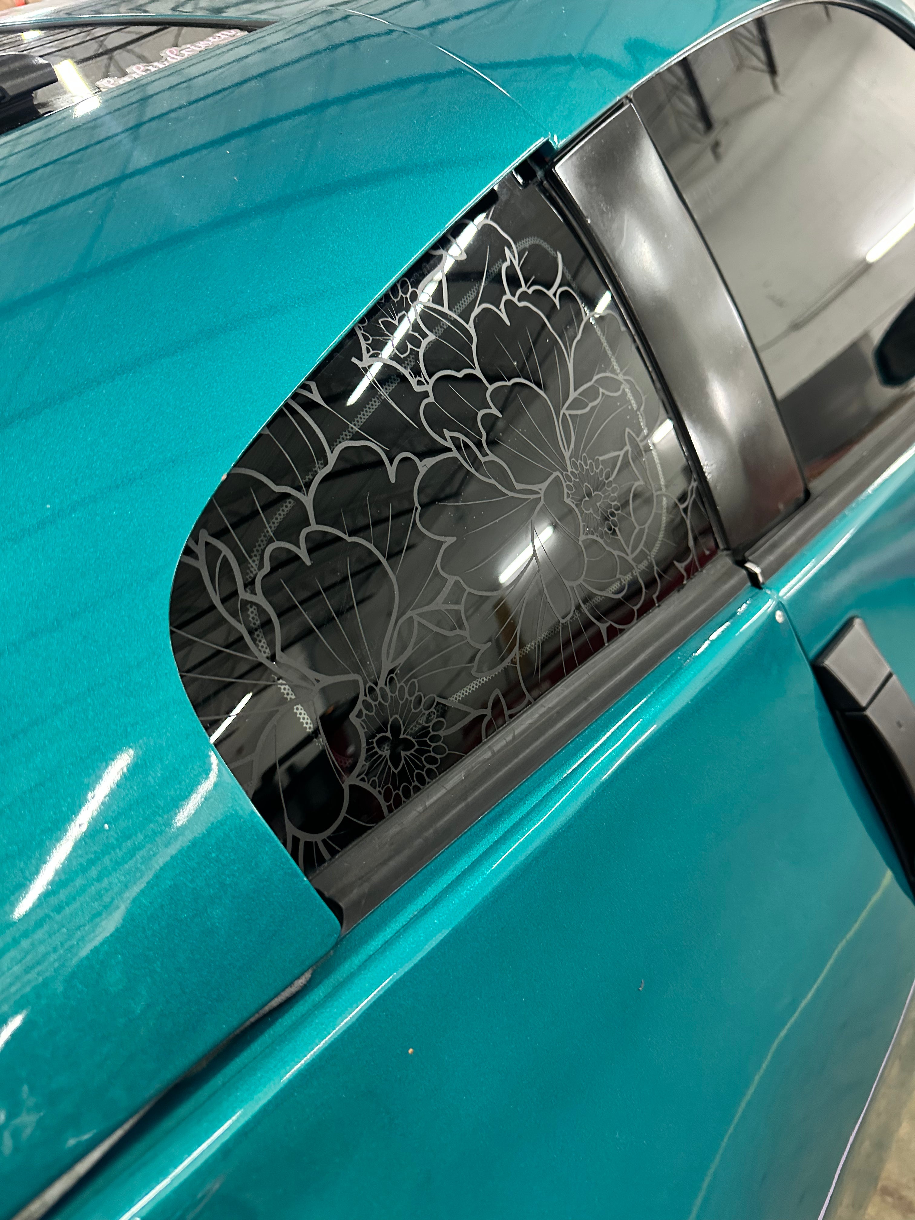 Single Peony Rear Quarter Window Decal