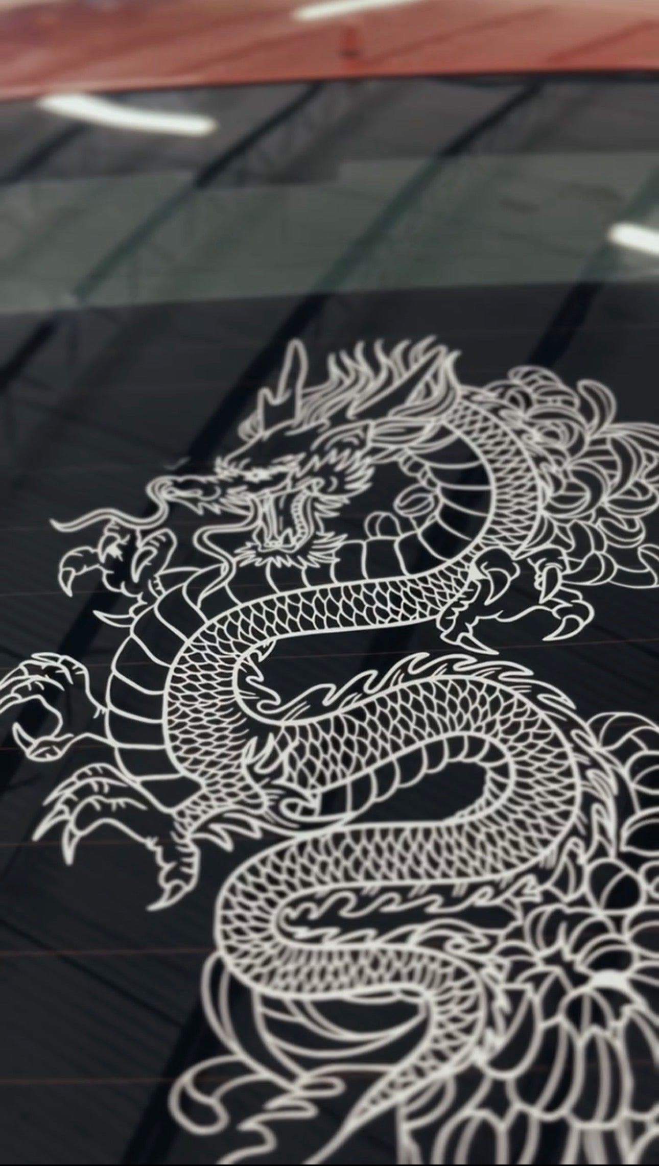 Dragon and Chrysanthemum Window Decal