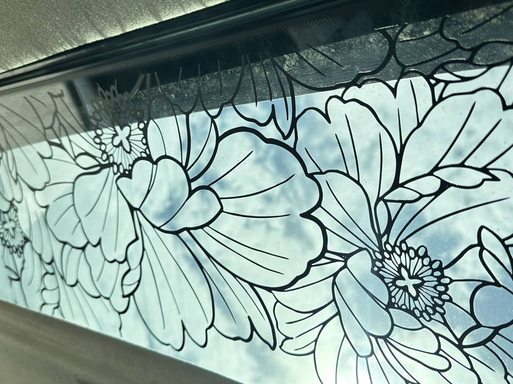 Single Peony Rear Quarter Window Decal